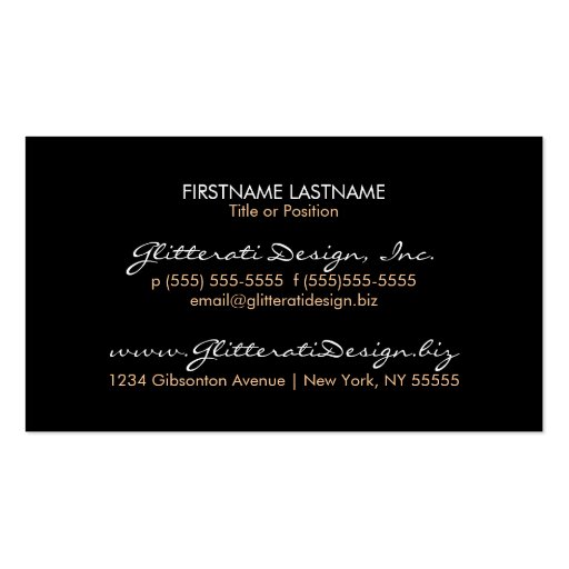 Golden Glam Business Card (back side)