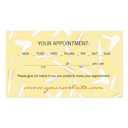 Golden Glam Hair & Beauty Appointment Card Business Cards (back side)