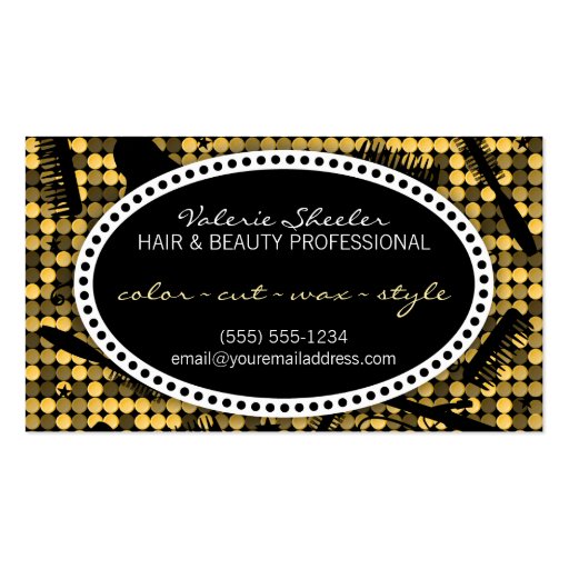 Golden Glam Hair & Beauty Appointment Card Business Cards (front side)