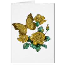 Golden Glitter Butterfly Greeting Cards