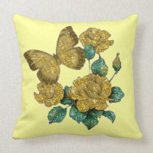 Golden Glitter Butterfly Pillow