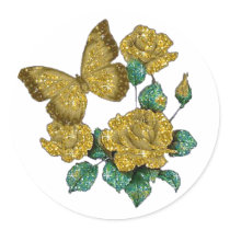Golden Glitter Butterfly stickers by fstasu54 Golden Glitter Butterfly stickers