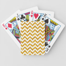 Golden Glitter Chevron Pattern Deck Of Cards