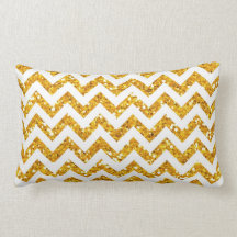 Golden Glitter Chevron Pattern Pillows