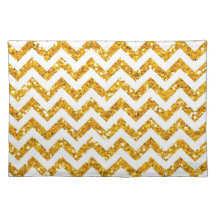 Golden Glitter Chevron Pattern Placemat