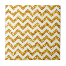 Golden Glitter Chevron Pattern Tiles