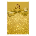 Golden Glitz & Shimmer Snowflakes Wedding Personalized Stationery