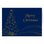 Golden Glow Christmas Tree on Blue Cards