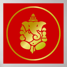 Golden God Ganesha Print