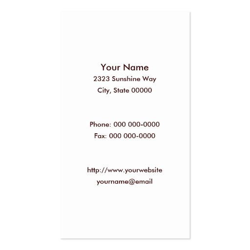 Golden Grains of Wheat Business Card (back side)