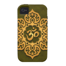 Golden Green Floral Aum Design Case-Mate iPhone 4 Case
