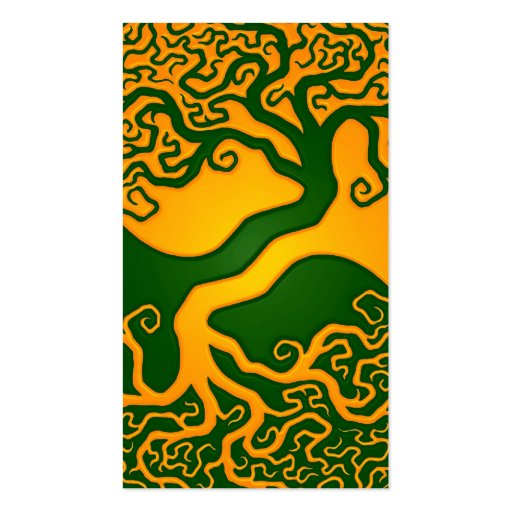 Golden Green Tree of Life Yin Yang Business Card Template (front side)