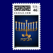 Golden Hanukkah Postage postage