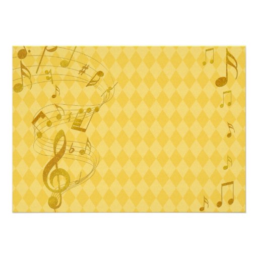 Golden Harlequin Music Notes Wedding Invitation