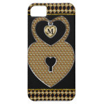 Golden Heart Lock With Charm Monogram casemate cases