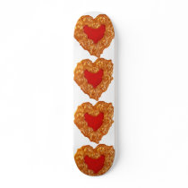 Golden Heart on white skateboards