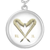 Golden Heart Saxophones Silver Plated Necklace at Zazzle