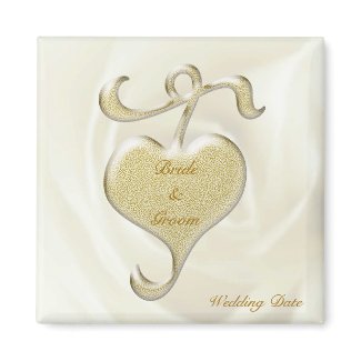 Golden Heart Wedding Favor Magnet