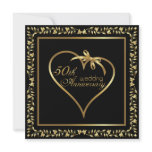 Golden heart with ribbon 50th anniversary announcement