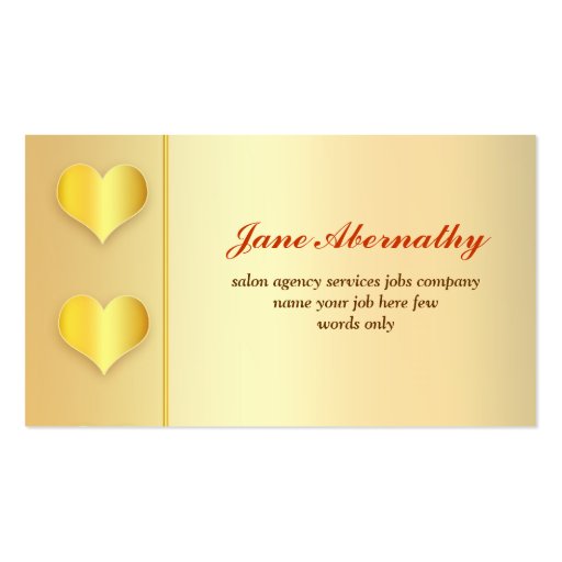 golden hearts business card design (front side)