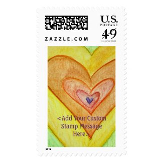 Golden Hearts Customized Love Postage Stamps