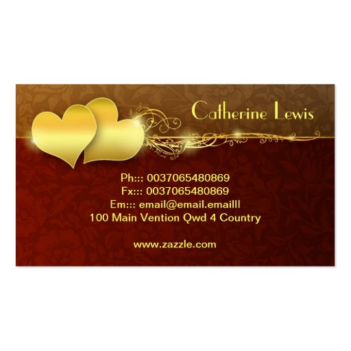 golden hearts elegant business card design (front side)