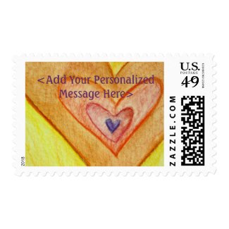 Golden Hearts Personalized Custom Postage Stamps
