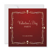 Golden Hearts Valentine's Day party invitation invitation