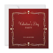 Golden Hearts Valentine's Day party invitation
