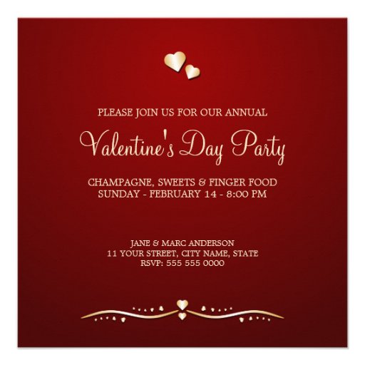 Golden Hearts Valentine's Day party invitation