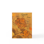 Golden Inlay Flowers Thank You  Card