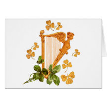 Golden Irish Harp Card