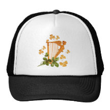 Golden Irish Harp Mesh Hats