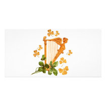 GOLDEN IRISH HARP PHOTO CARD