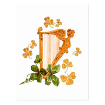 Golden Irish Harp Post Card