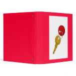 golden key with red tag 3 ring binder