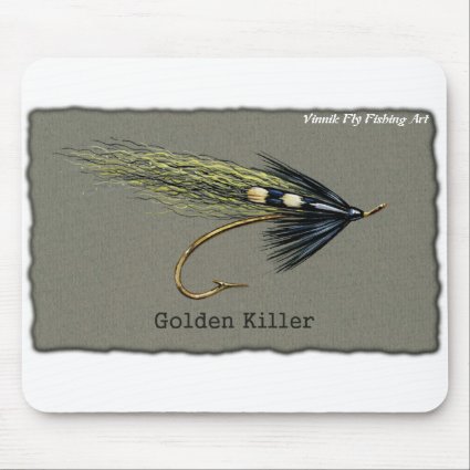 Golden Killer Fly Fishing Mouse Pad © Vinnik Art