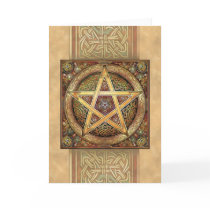 Golden Knotwork Pentacle Greeting Card