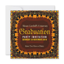 Golden Lace Graduation Invitation