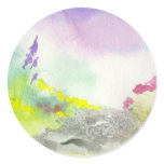 Golden Lavender Wildflower Landscape Painting Sticker