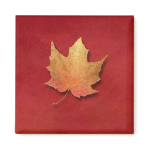 Golden Leaf Refrigerator Magnet