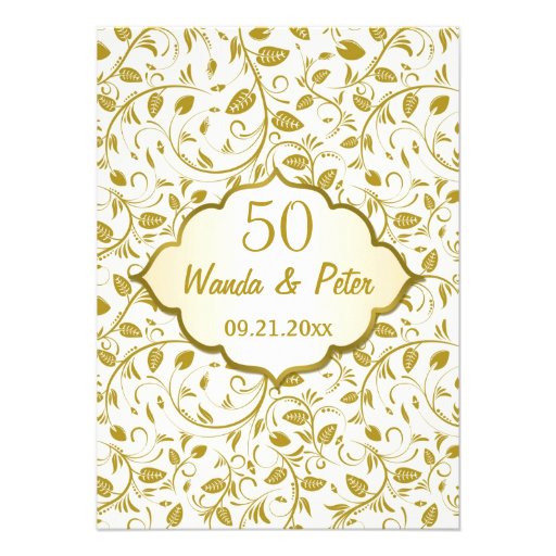 Golden leaves 50th Wedding Anniversary Invites