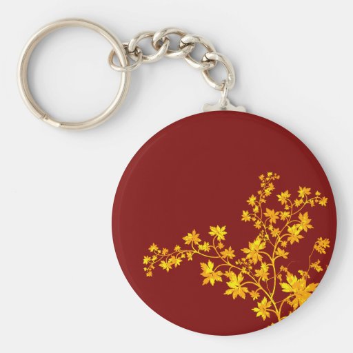 Golden Leaves Basic Button Keychain