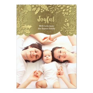 Golden Leaves Holiday Photo Card