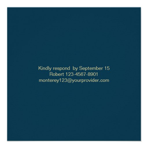 Golden leaves on blue 50th Wedding Anniversary Personalized Invite