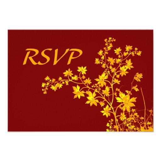 Golden Leaves RSVP Card Invite
