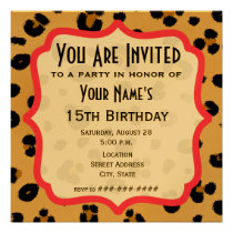 Golden Leopard Print Party Invitation invitations