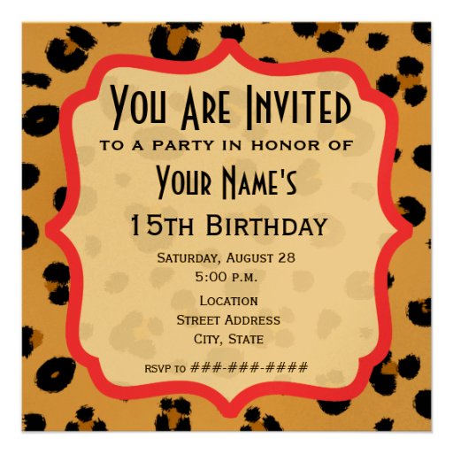 Golden Leopard Print Party Invitation