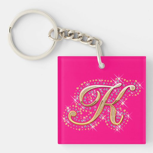 Golden Letter K Keychain Acrylic Keychains Zazzle
