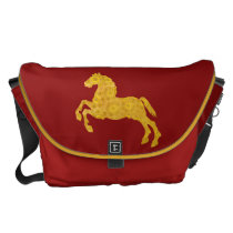 Golden Lotus Petal Pattern CNY Horse On Dark Red Messenger Bags  at Zazzle